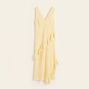 H&M yellow flounce trim dress